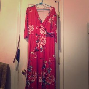 Flower Pink Maxi Dress🌸🌺💐